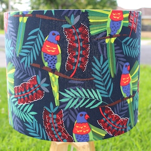 Rainbow Lorikeet Australiana Lampshade - Australian Native Flora and Fauna Lamp Shade - Bottlebrush Australian Plant - Nature