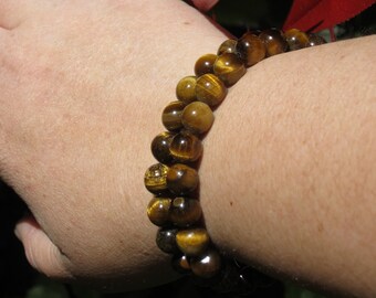 Tiger Eye Stone Stretch Bracelet for Prosperity and Courage