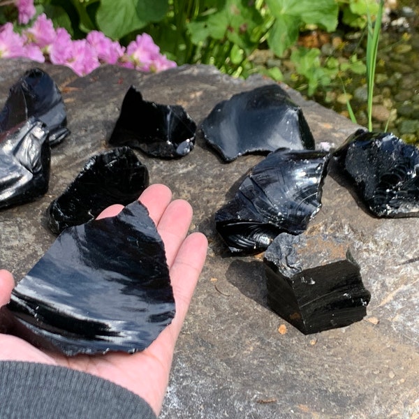 Obsidian Black Raw Dragon Glass Chunk: A Root Chakra Crystal ~ Choose Your Black Obsidian Rough Stone