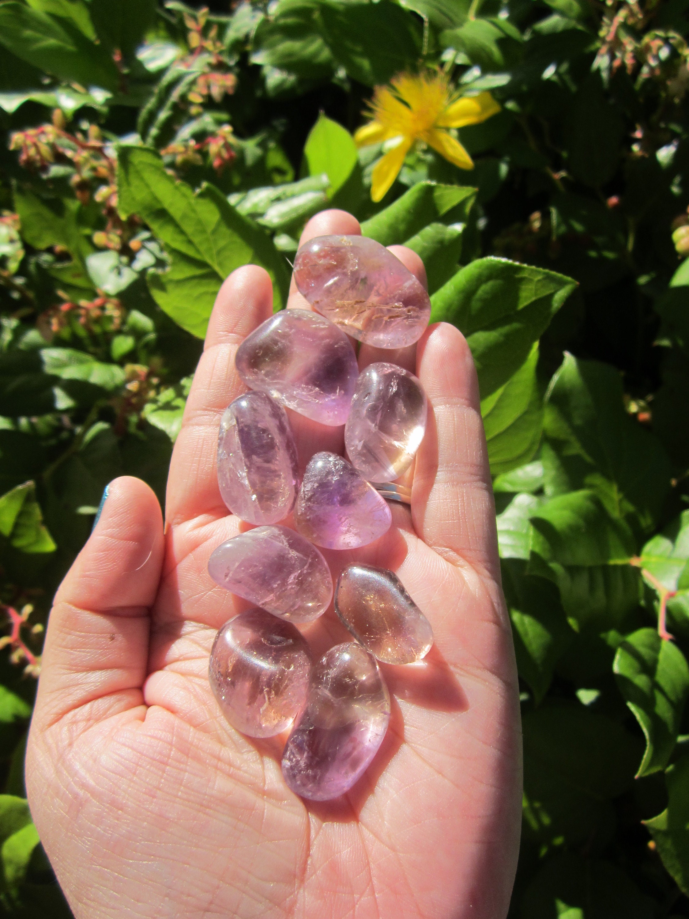 *ONE* 'AMETRINE' Natural Tumbled Stone Approx 15-20mm *TRUSTE Amethyst/Citrine