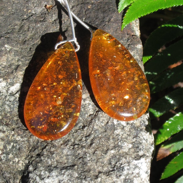 Faux Amber Drop 35mm Bead Pair