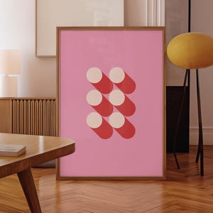 Rosa Bauhaus Art Print, abstrakte moderne Wandkunst, rosa digitaler download, abstraktes geometrisches Poster