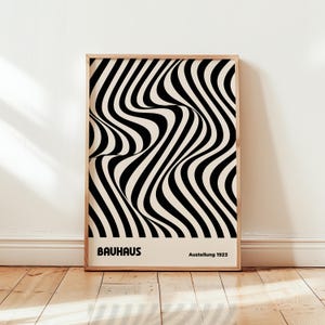 Bauhaus Geometric Art Print, Abstract Modern Wall Art, Black And White Digital Download Exhibition Poster