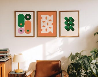 Geometric Bauhaus Print Set: Colorful Abstract Wall Art (Digital Download)