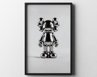 Impressão de figura KAWS em cromo: Arte de parede minimalista Hypebeast (download digital)