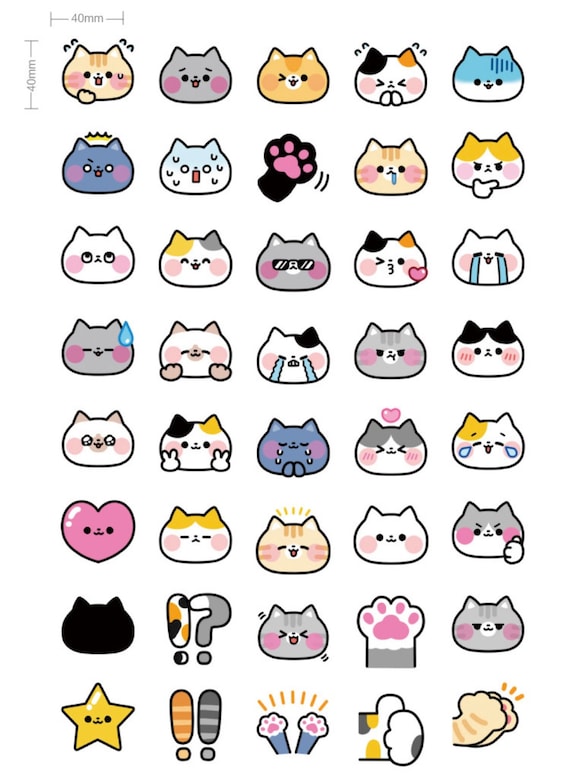 Minimalist Cute Cats Icons Pack Sticker for Sale by CuteShop ❤️68k in 2023