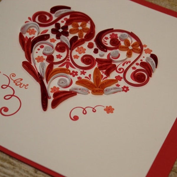 Heart Valentine, Love card, Quilling Card, Birthday, Greeting Card, Birthday Pop Up Card, Christmas, Get Well Card, Anniversary Card, 270