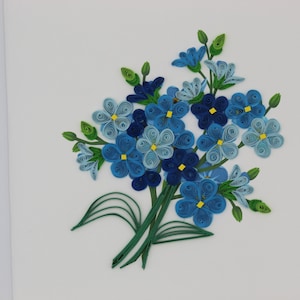 Blue Flowers, Quilling Card, Birthday, Greeting Card, Birthday card, Pop Up Card, Christmas, Get Well Card, Anniversary Card,287