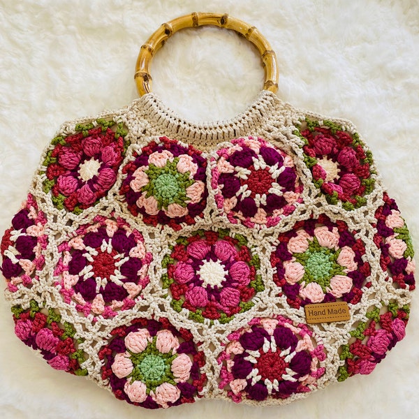 Unique crochet floral handbag, crochet flower purse,Unique Crochet, Handmade, Valentine Gift, Wedding gift, birthday, Anniversary, fashion