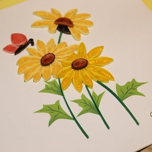 Sunflowers Thank you card, Quilling Card, Birthday,Greeting Card, Birthday card, Pop Up Card, Christmas, Get Well Card, Anniversary Card,282