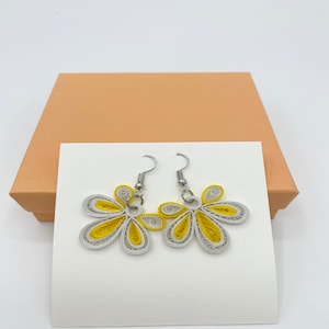 Yellow Flower Handmade Earrings/Quilling earrings/ paper earring/Quilling jewelry/ Paper Jewelry/ Best gift/ Light weight earring E012