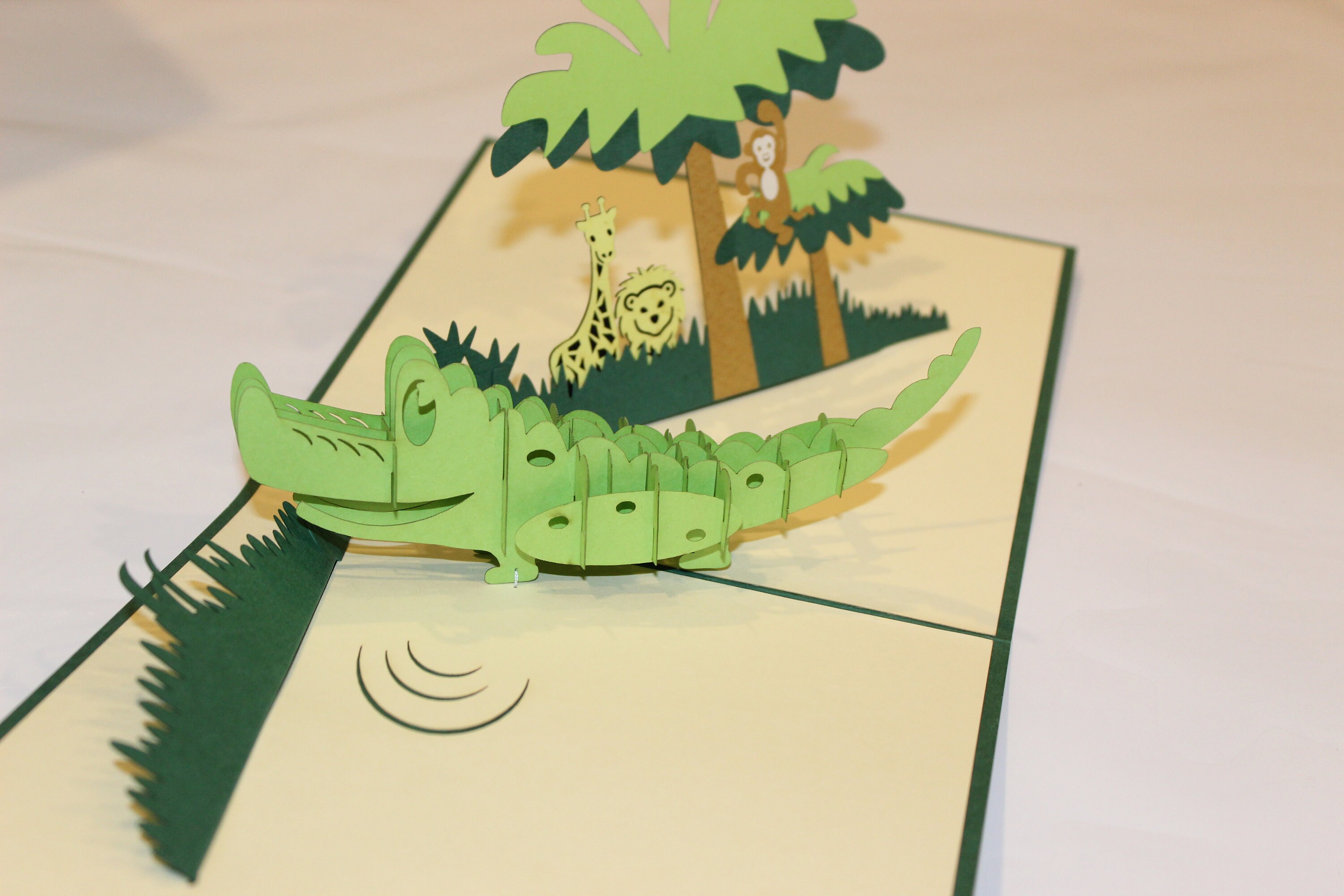 Alligator Zoo Animalspop Up Card Birthday Card Greeting Etsy