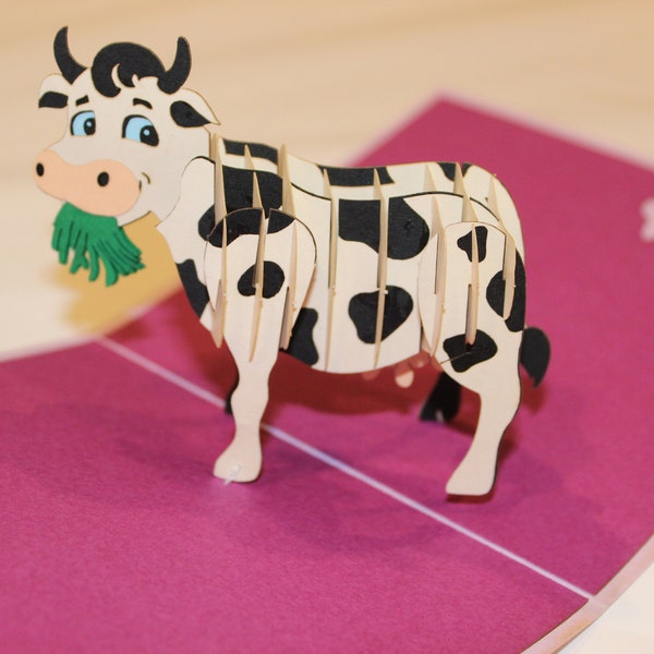 Cow Farm Animal 3D, Pop Up Card, Birthday Card, Greeting Card, Birthday Card, Christmas Card, Get Well Card, Anniversary Card, 404