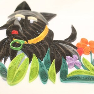 Black dog, Quilling Card, Birthday, Greeting Card, Birthday card, Pop Up Card, Christmas, Get Well Card, Anniversary Card,359