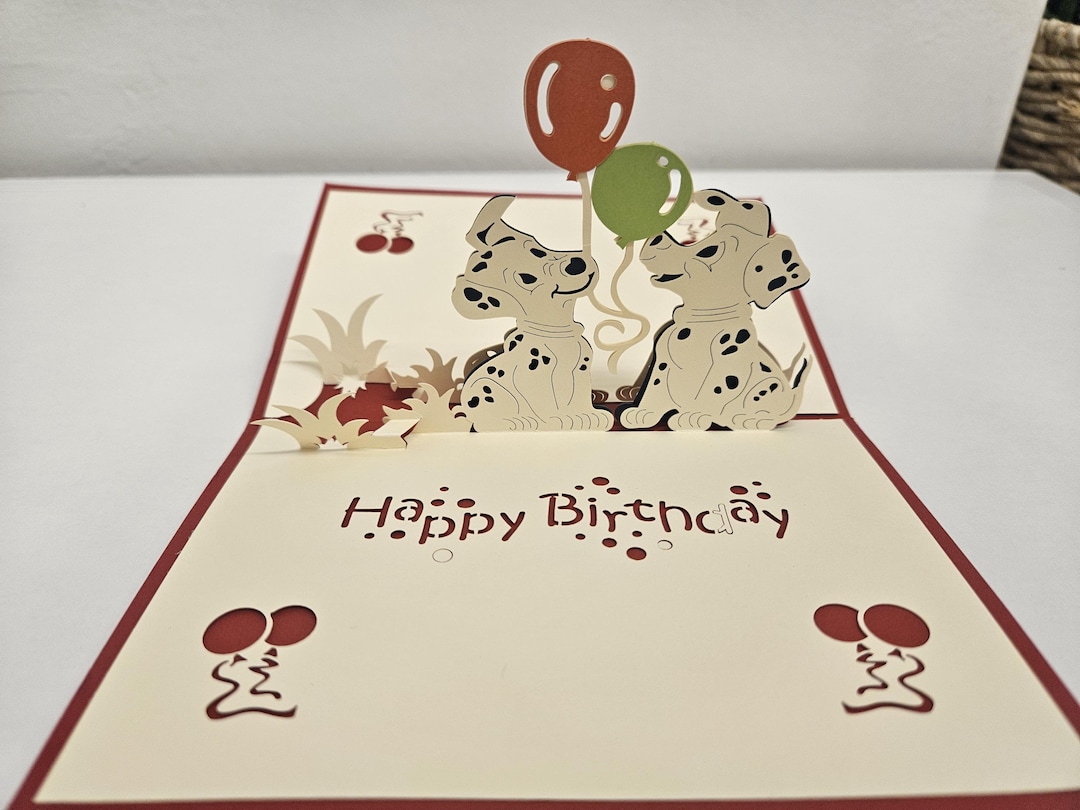 Birthday Dogs With Balloons, Pop up Card, Birthday Card, Greeting Card ...
