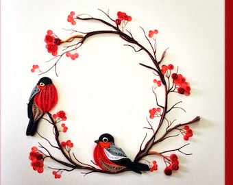 Couple birds, Quilling Card, Birthday, Greeting Card, Birthday card, Pop Up Card, Christmas, Get Well Card, Anniversary Card,360