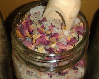 Organic herbal infused bath salts, pink himalayan, 3 salt blend