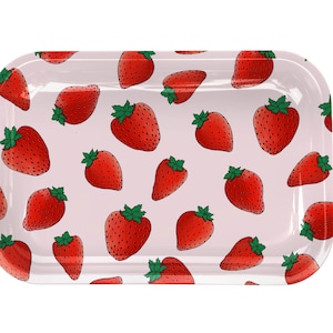 11"x7" Strawberry All-Purpose Metal Tray | Rolling Tray