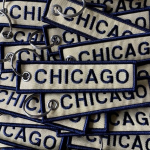 Chicago Embroidered Keychain - Navy