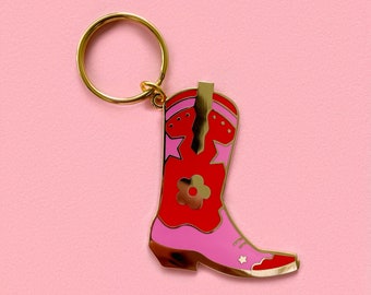 Cowgirl/Cowboy Boot Enamel Keychain