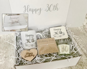 Personalised 30th Birthday Gift Box, Mug, Candle, Keepsake, Present for Her