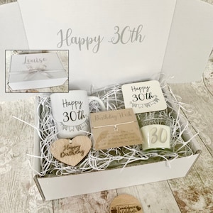 Personalised 30th Birthday Gift Box, Mug, Candle, Keepsake, Present for Her