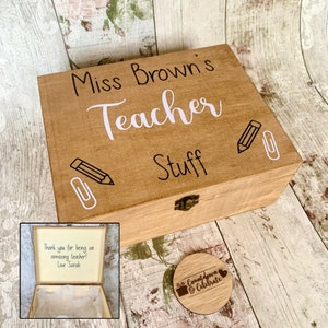 Personalised Rustic Wood Teacher Gift Box, End of Year Present