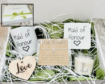 Personalised Maid Of Honour Gift Box, Moss Green Theme