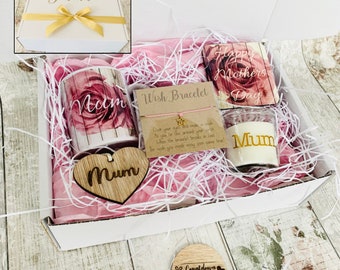 Mothers Day Gift, filled hamper, mum mummy present, mug coaster set, mother, shabby chic vintage rose, pink and white