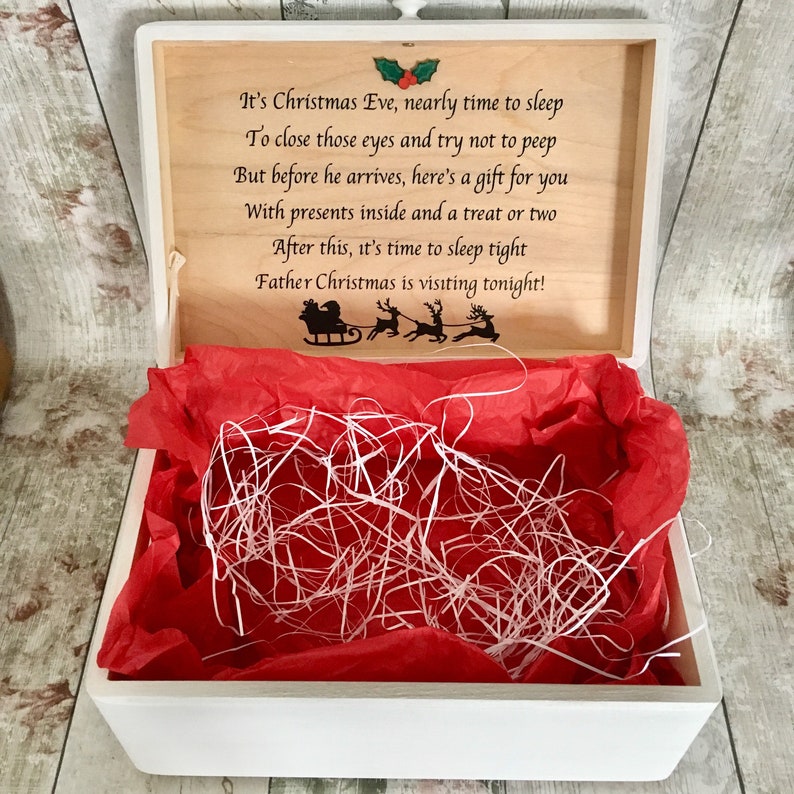 Personalised Wooden Christmas Eve Box with Poem Children's | Etsy