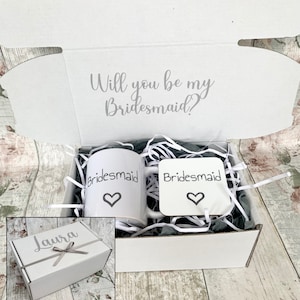 Personalised Bridesmaid Proposal Gift Box, Mug & Coaster Set