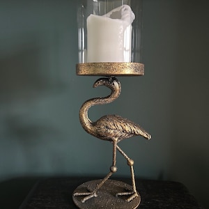 Gold Flamingo Candle Holder - Vintage Style Pillar T-light