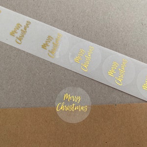Pegatinas navideñas transparentes y doradas x50 - Etiquetas para pequeñas empresas / Suministros de embalaje kraft / Sellos para sobres navideños