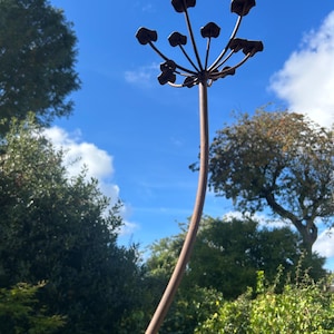 Set 3 Wildflower Cow Parsley Metal Garden Stake - Rusty Decoration Plant Support