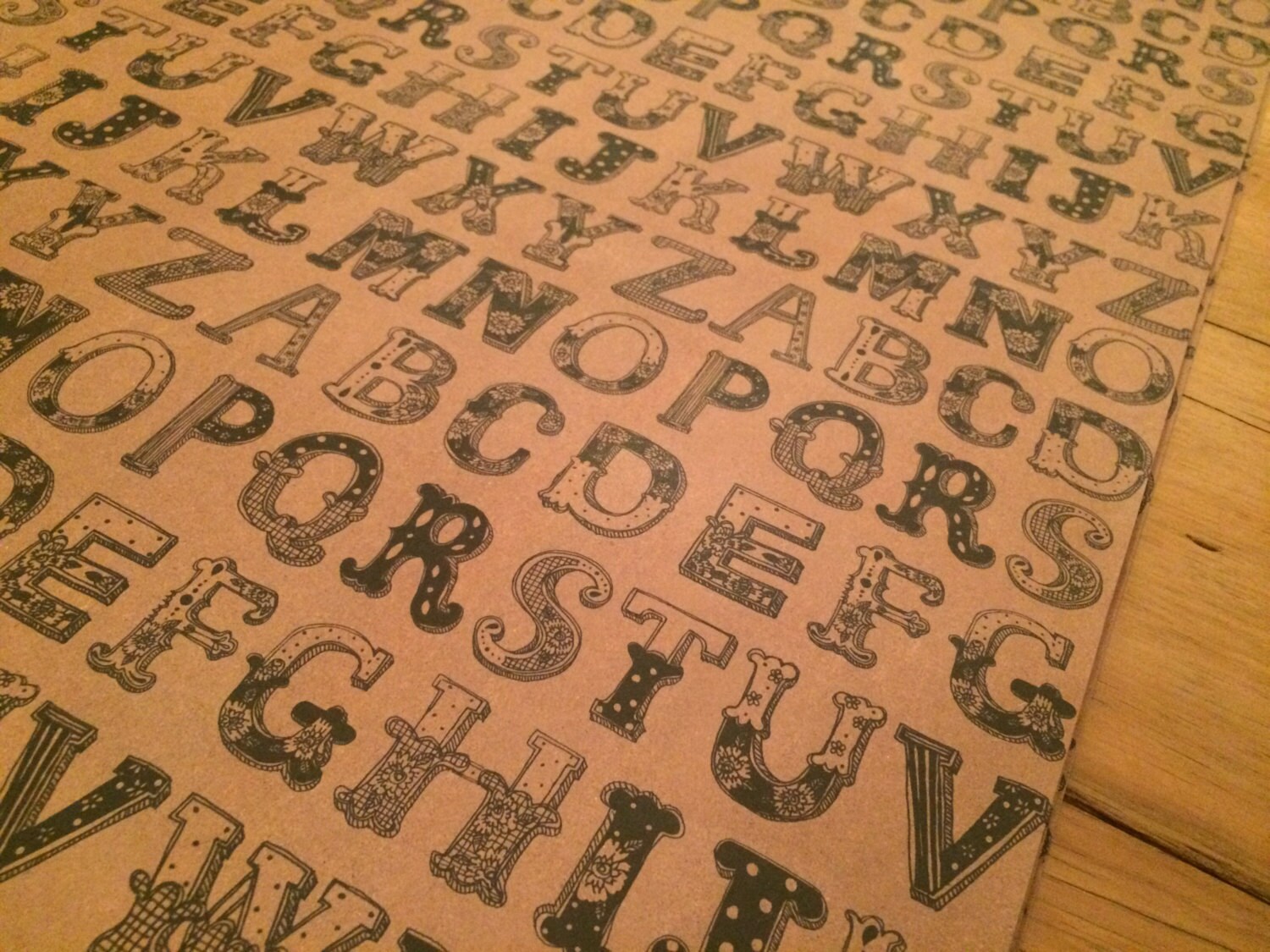 Vintage alphabet wrapping / craft paper sheets / brown Etsy