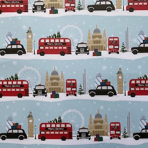 London Christmas skyline wrapping | craft paper sheets | winter city gift wrap England UK GB xmas