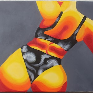 Sunset Babe, Body Positive Original Oil Painting