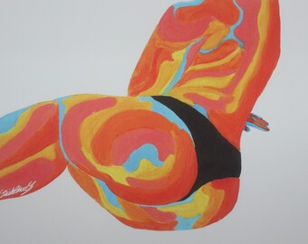 Rainbow Babe Art PRINT, Impresión de arte corporal positivo