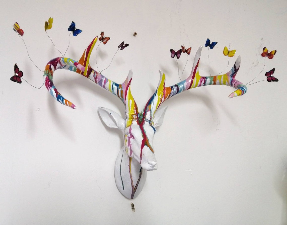 Stag Head Wall Mounted Decor Large Size Faux Taxidermy | Etsy