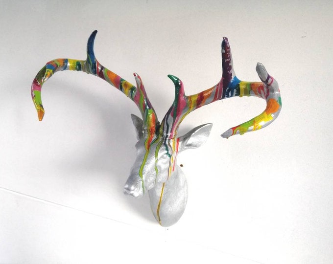 Stag Head Wall Mounted Decor Large Size Faux Taxidermy - Etsy