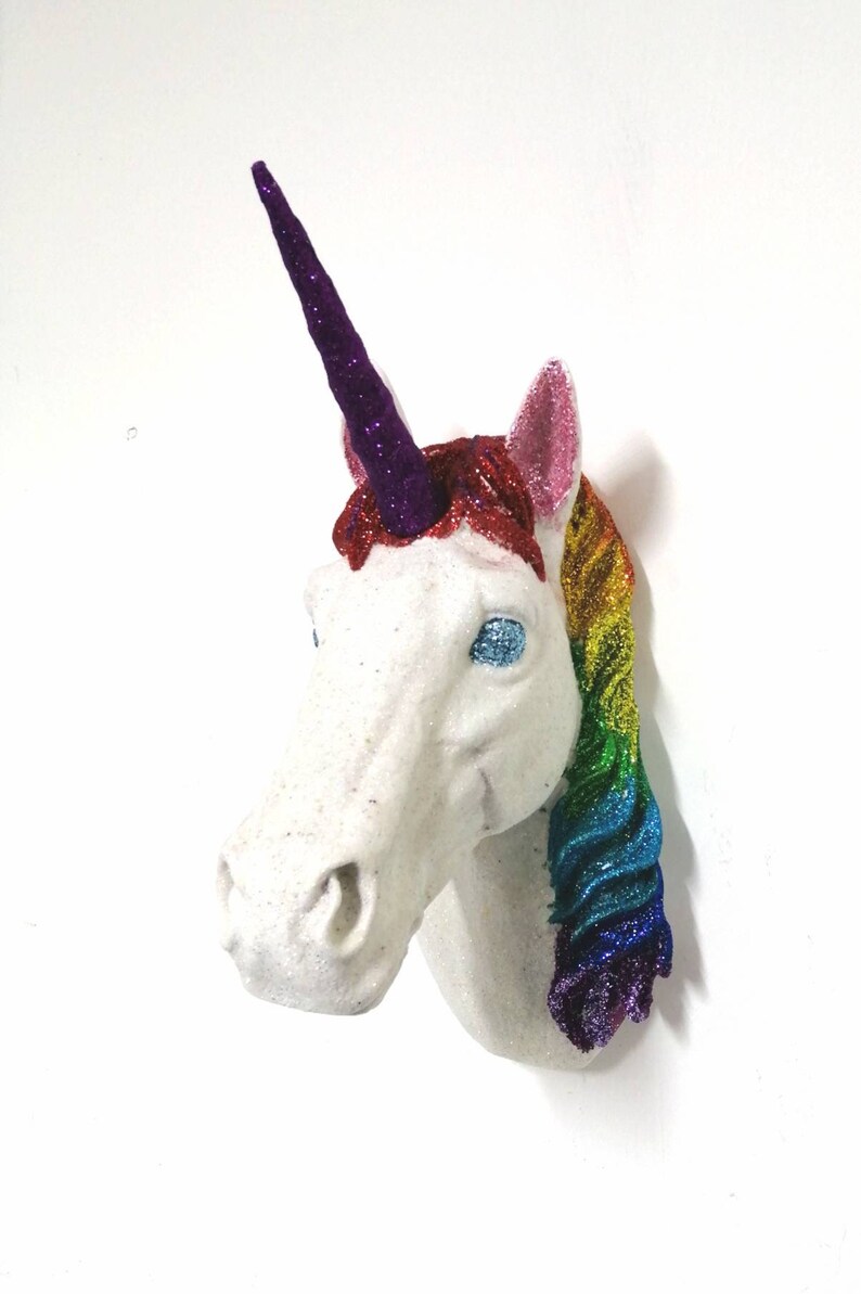 Rainbow Unicorn Wall Mount Art Faux Taxidermy 3D Resin Etsy
