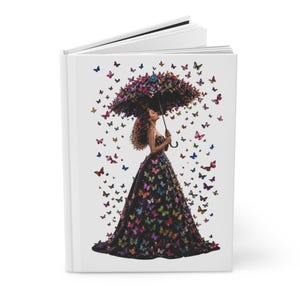 Butterfly Woman Illustration Hardcover Journal | Matte Notebook image 1