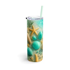 Coastal Themed Tumblers for Summer, Beach Day Drinkware, Shell & Starfish Insulated Cups, Travel Mugs, Ocean Vibe Gifts