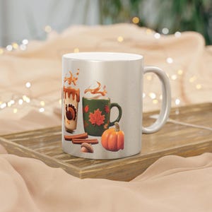 Metallic Thanksgiving Mug – Fall Holiday Coffee Cup, Autumn Decor