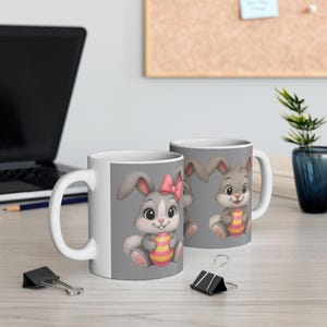 Uroczy ceramiczny kubek z wielkanocnym króliczkiem, uroczy prezent w kształcie zwierzęcia, wiosenny klimat, świętowanie Wielkanocy, idealny dla dzieci i dorosłych, opcje 11 uncji i 15 uncji