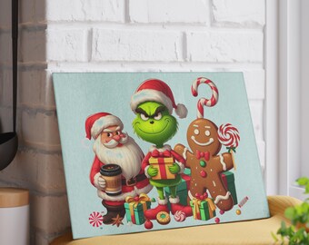 Christmas Tempered Glass Cutting Board: Grinch, Santa & Gingerbread Man
