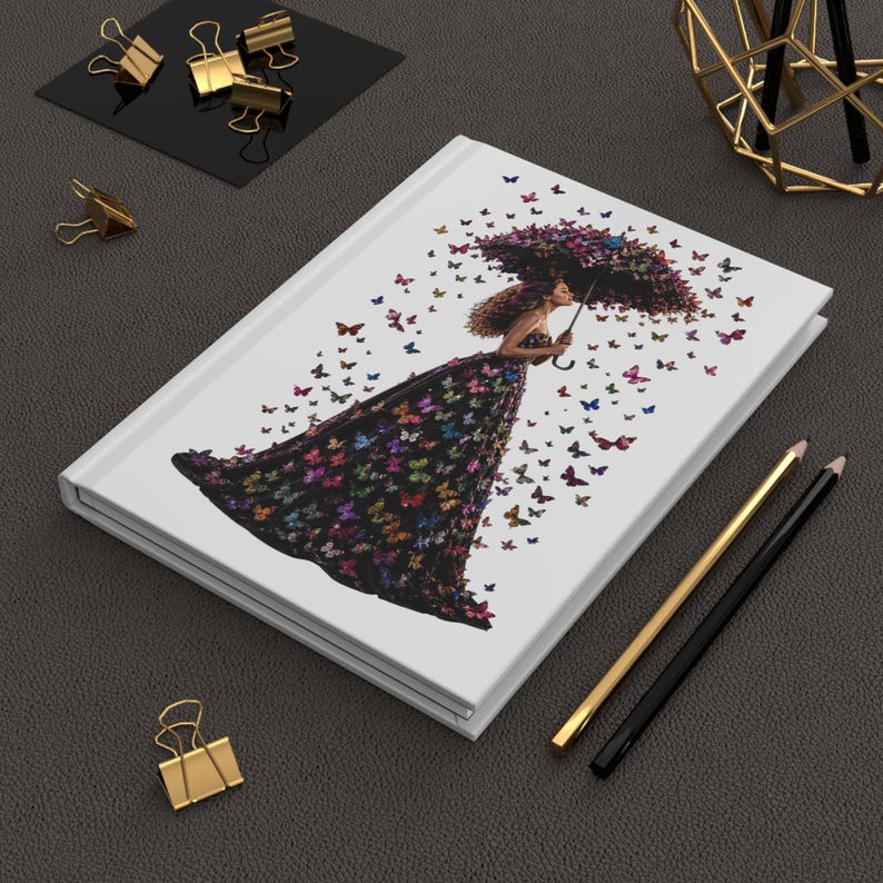 Butterfly Woman Illustration Hardcover Journal | Matte Notebook image 5