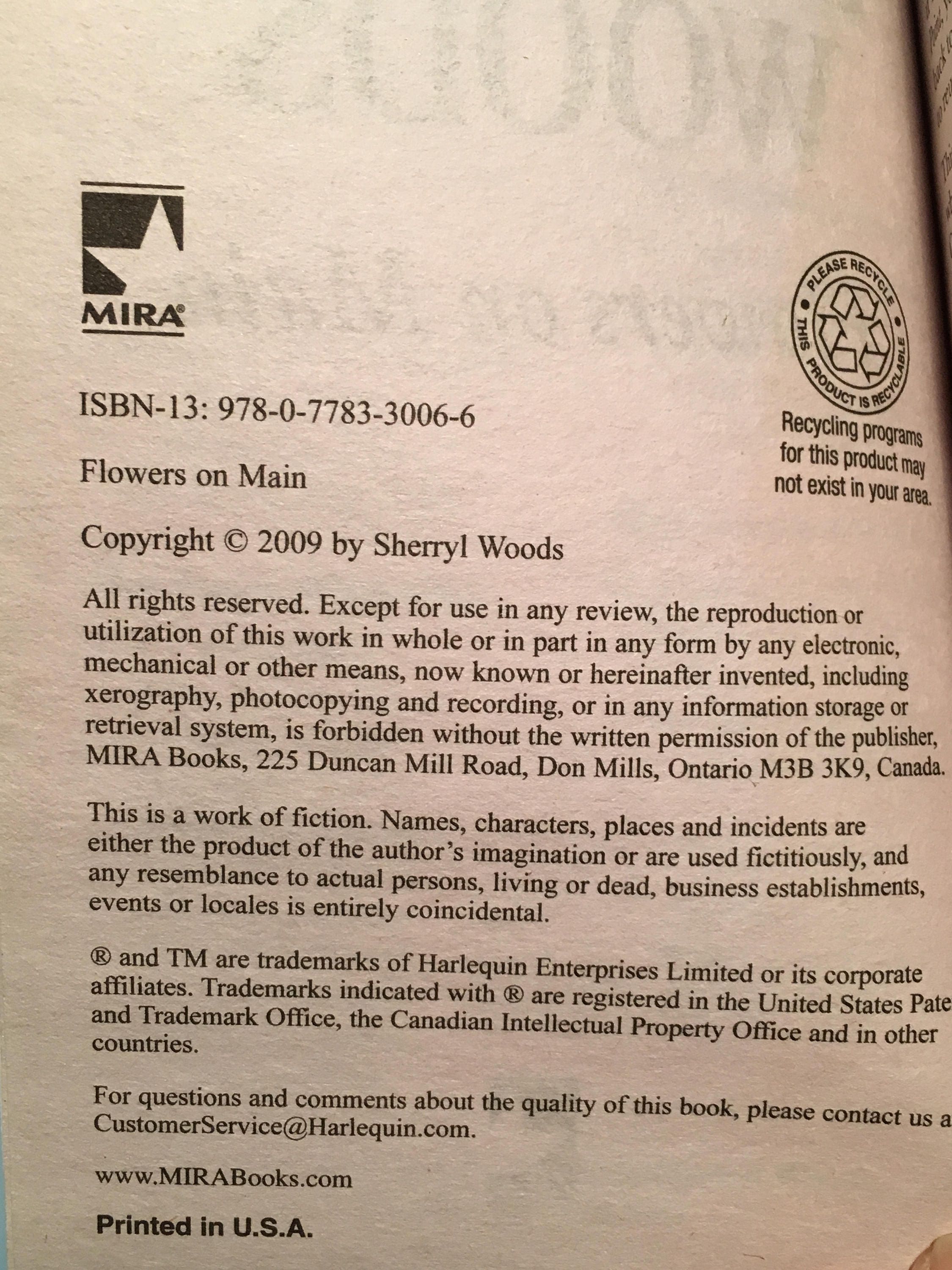 Paperback Flowers on Main by Sherryl Woods