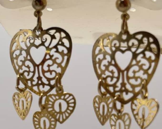 Cara Mia Gold Tone Filigree Heart Earrings