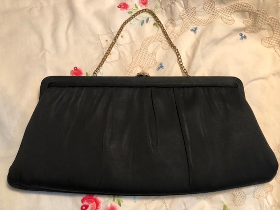 1950s 60s L and M black wool buckle clasp purse – Hemlock Vintage Clothing